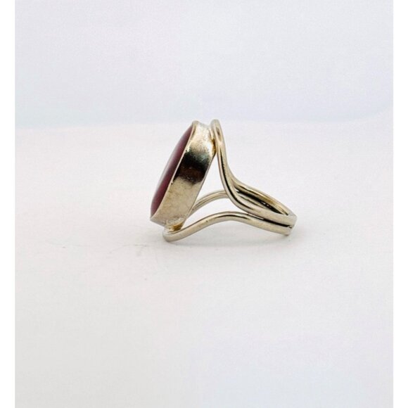 Vintage Sterling Silver Red Jasper Oval Statement Ring Size 5.5 Taxco Mexico - Picture 4 of 11
